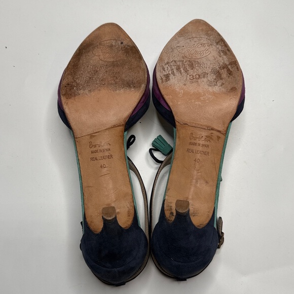 Boden Alice Suede Leather Blue Purple Kitten Heels S-444 Sz 8.5 US 40 EU - Picture 9 of 11